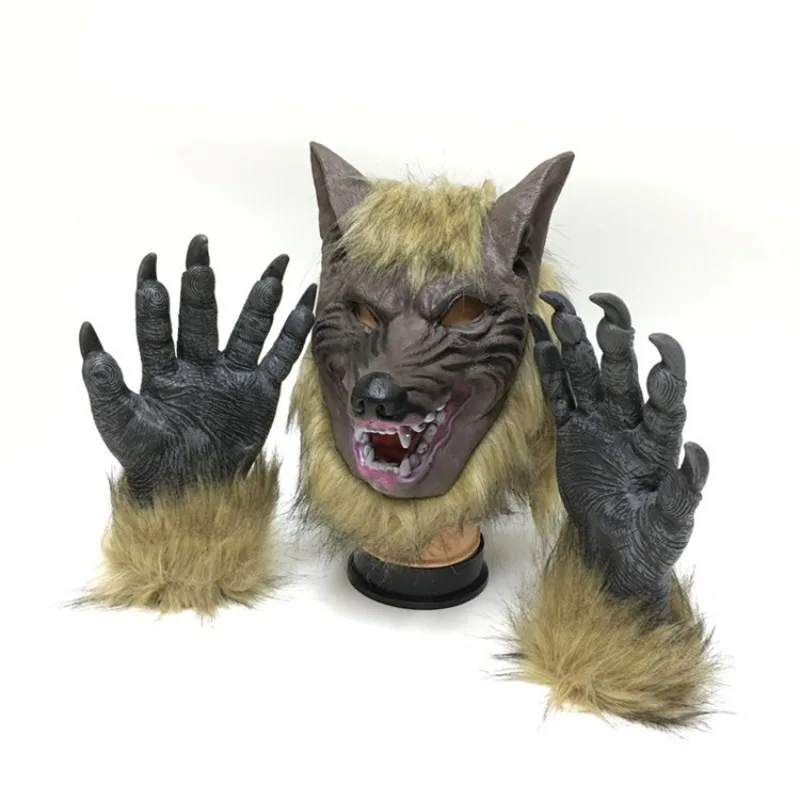 Anime Cosplay With Mask - Werewolf Costume Party Mask Wolf Gloves